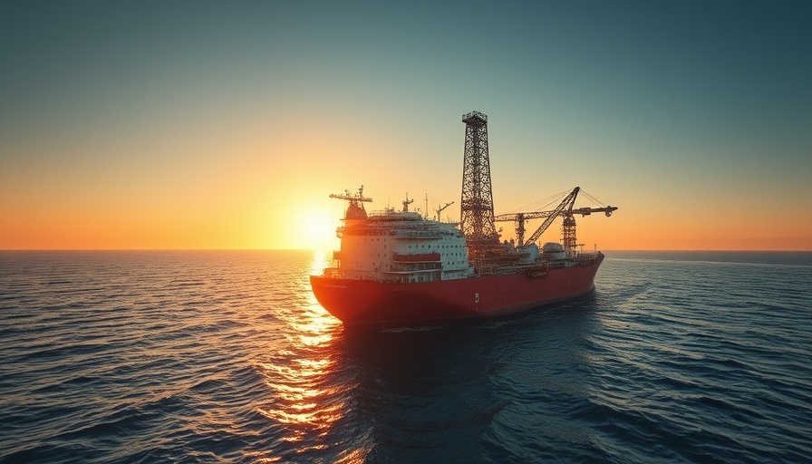 Offshore vessel with crane during sunset, representing offshore wind market challenges.