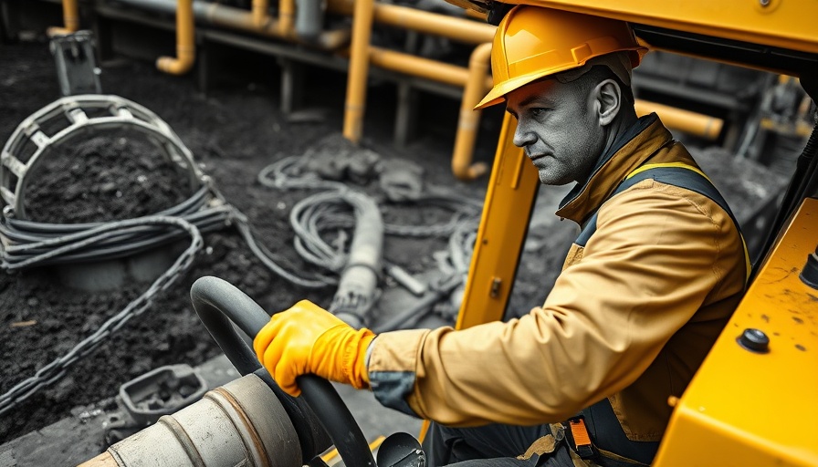 Construction worker at industrial site highlighting job losses.