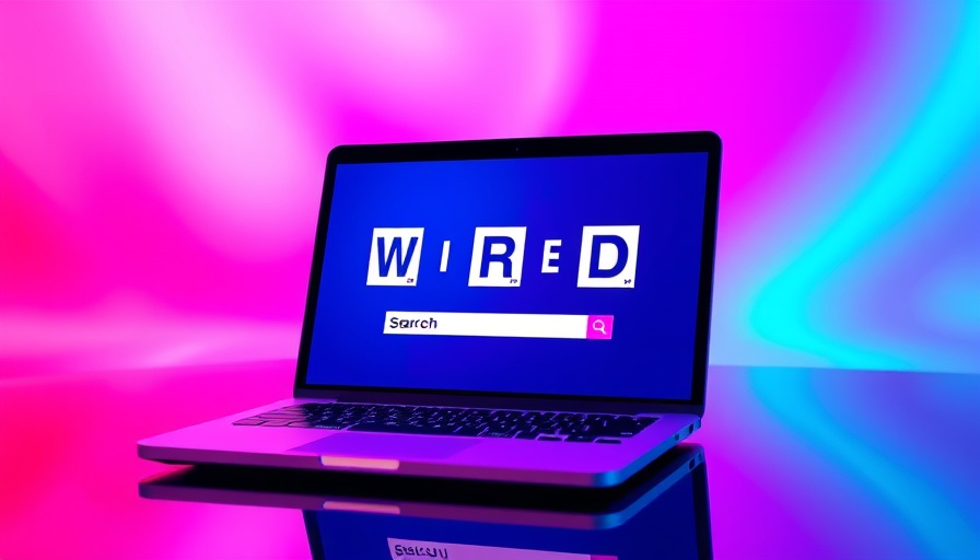 Vibrantly colored laptop screen showing 'WIRED' in a futuristic style.