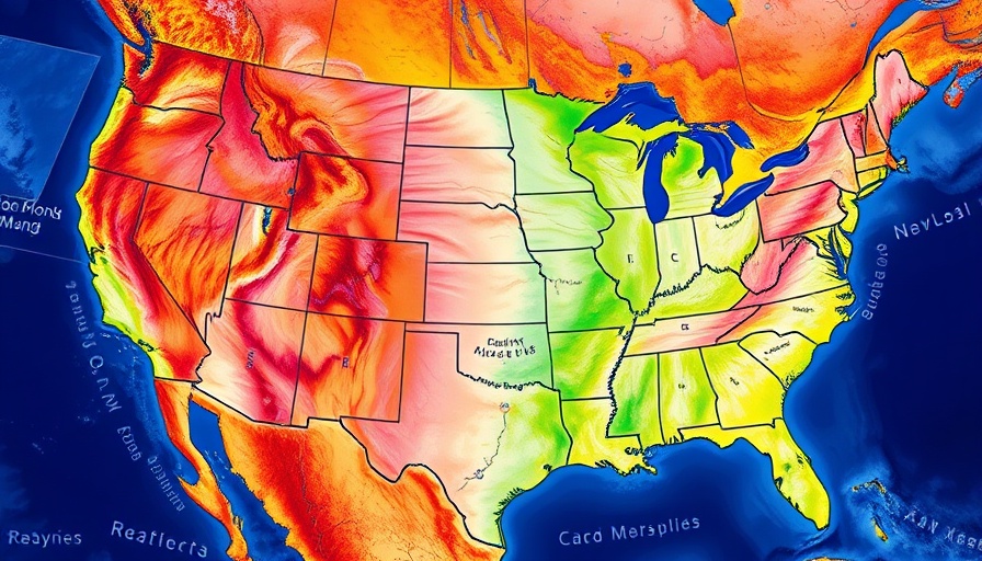 Colorful geological map of the US for geological mapping in property development.