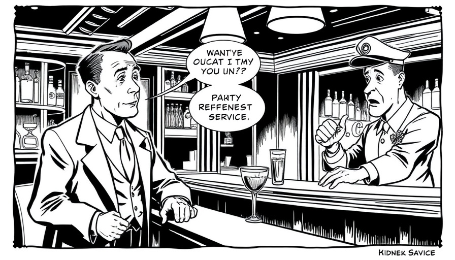 Comic strip highlighting racial segregation in a bar during Jim Crow era.