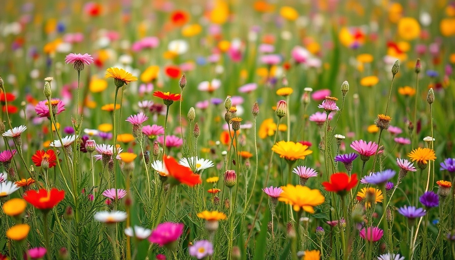 Colorful wildflower meadow highlighting benefits of planting wildflowers.