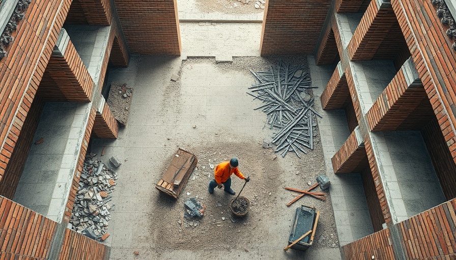 Construction site debris management in progress.