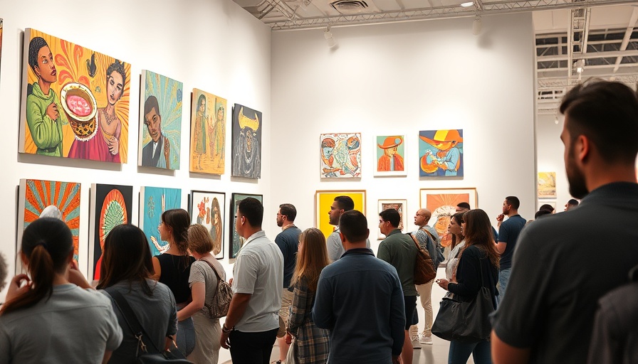 Engaging Houston art scene with visitors in gallery.