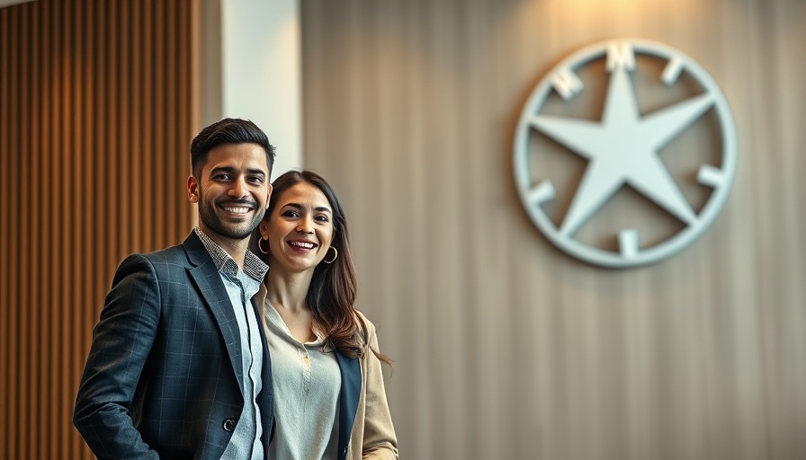 Smiling man and woman in modern office representing Fort Worth meatpacking industry revival.