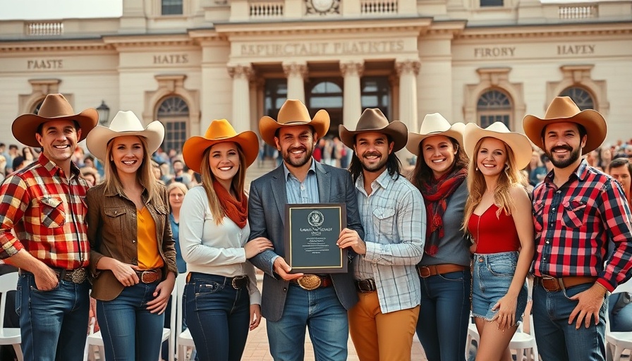 State Fair youth camp counselors receiving award at daytime event.