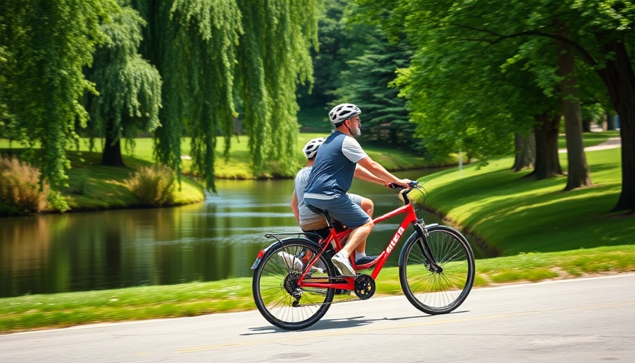 Cyclists riding along a scenic path in North Texas park.