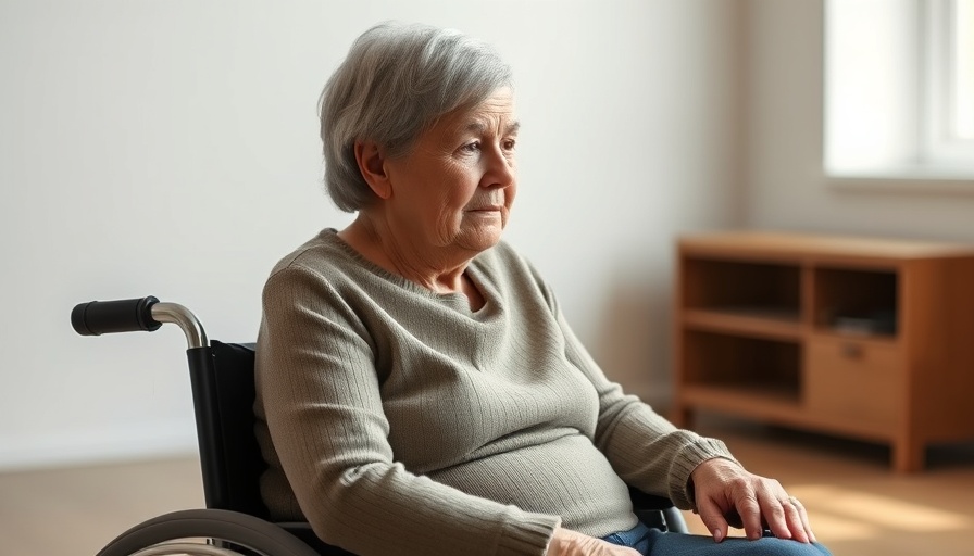 Elderly woman in wheelchair, stage 4 bed sores concept.