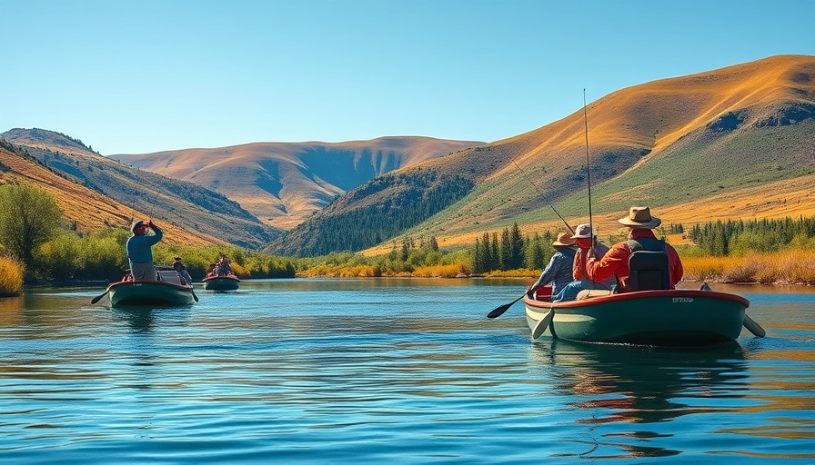 Anglers fly fishing on a Montana river during fall.