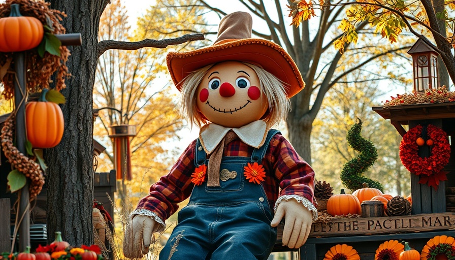 Giant festive scarecrow at Silver Dollar City Harvest Festival.