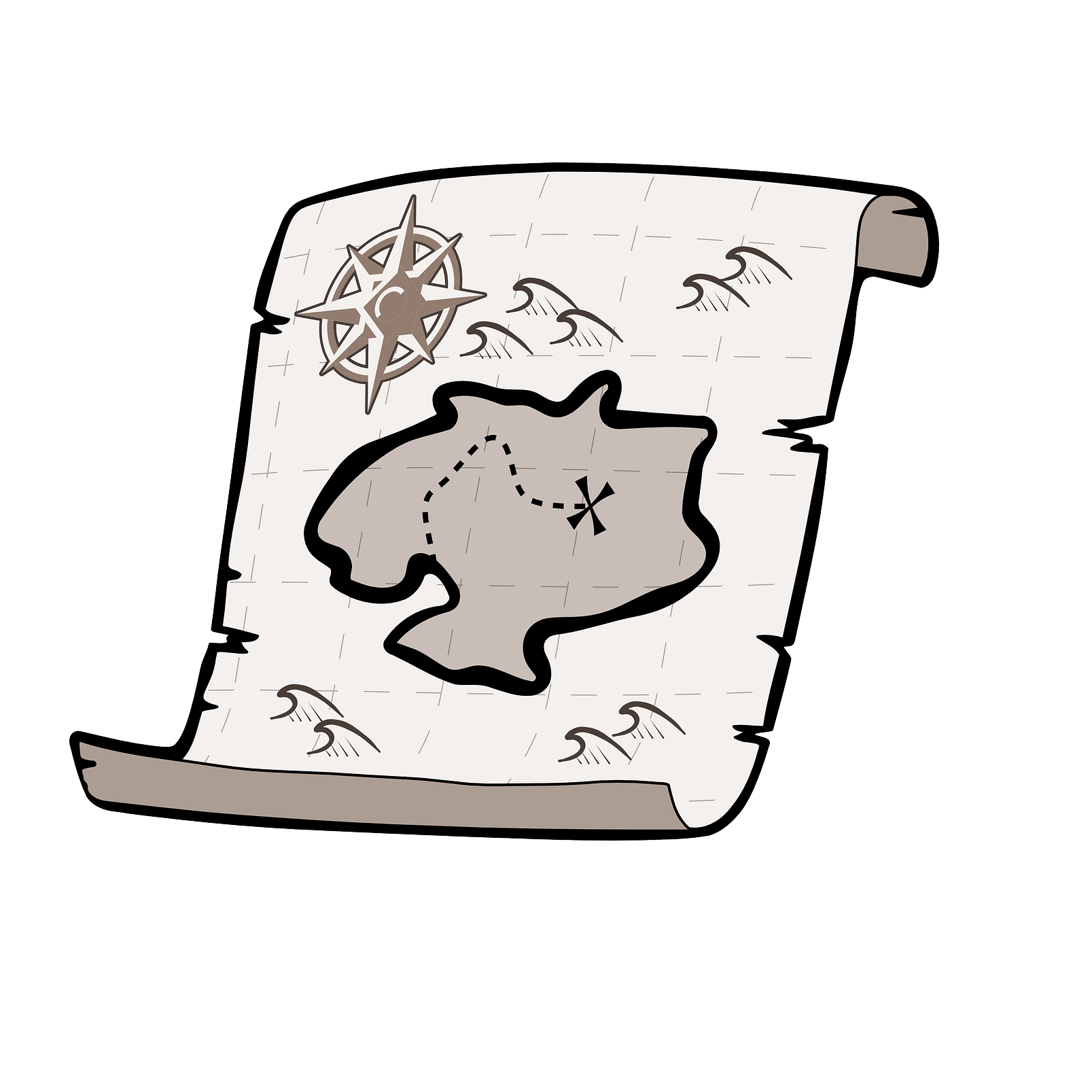 cartoon graphic - map - treasure island adventure