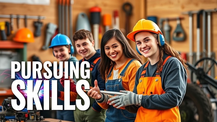 Young adults pursuing skills in trades, engaged in welding and carpentry activities.