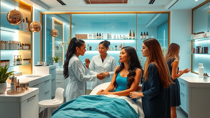 Diverse aestheticians and clients in a modern MedSpa, showcasing client retention and services.