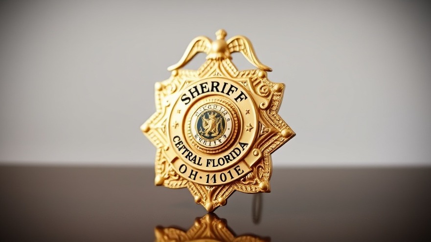 Intricate gold sheriff badge symbolizing ethical AI usage in policing, detailed and lifelike.