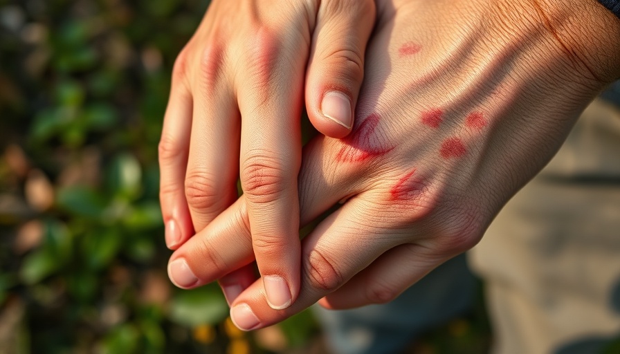 Hand with eczema examined for tozorakimab study in natural light.