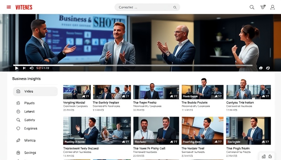 B2B Social Media video playlist interface showcasing business topics.