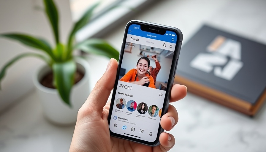Close-up of smartphone displaying social media app interface held by hand.