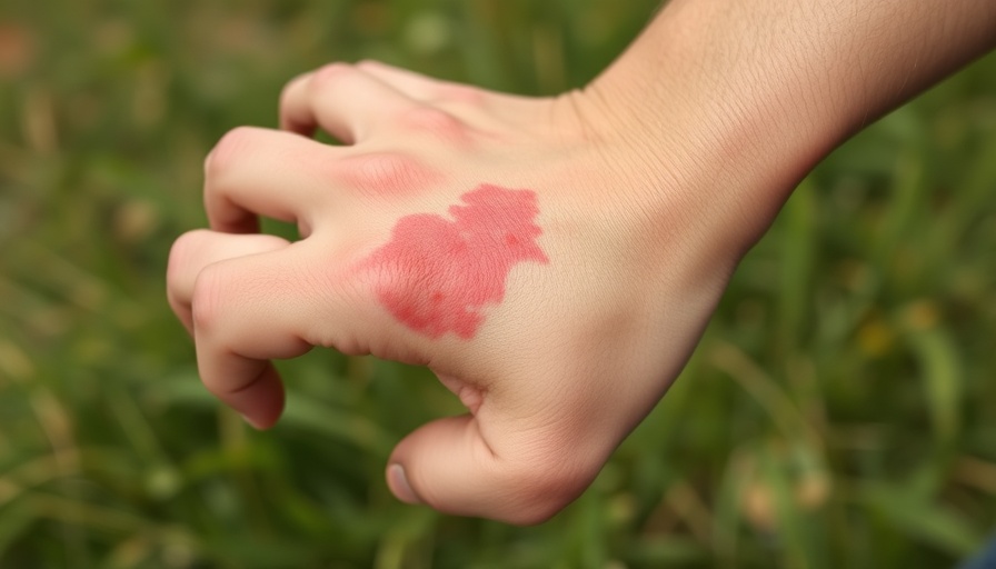 Close-up of hand with rash indicating food allergy.