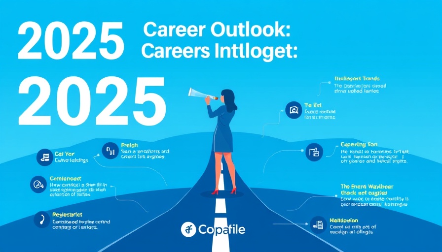 Content marketing career outlook graphic with blue background.