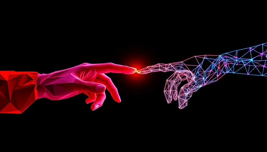 Abstract polygonal and wireframe hands in digital art
