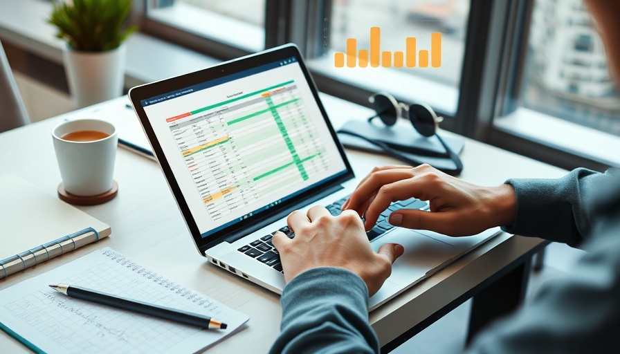 Weighted average Excel usage visual with laptop and data icons