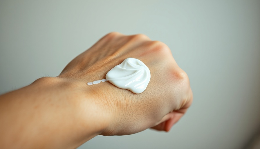 Atopic dermatitis treatment with cream on arm.
