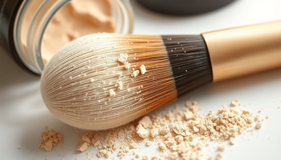 Makeup brush with loose powder, concept for asbestos testing concerns
