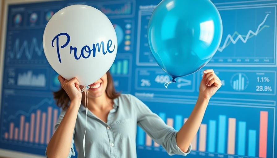 Research promotion digital theme with woman holding balloon.