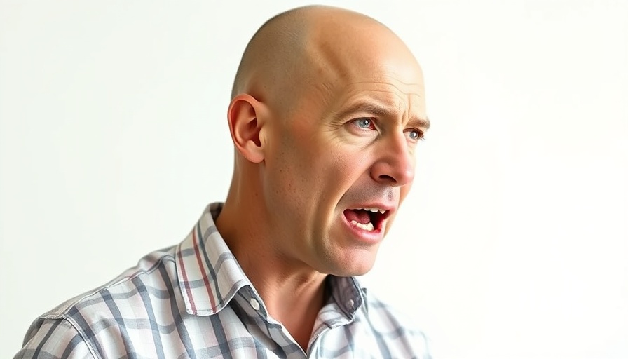 Bald man discussing chronic urticaria management.