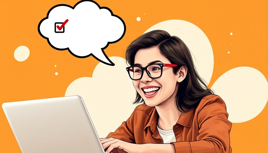 Smiling person with checklist thought bubble; content brief concept.