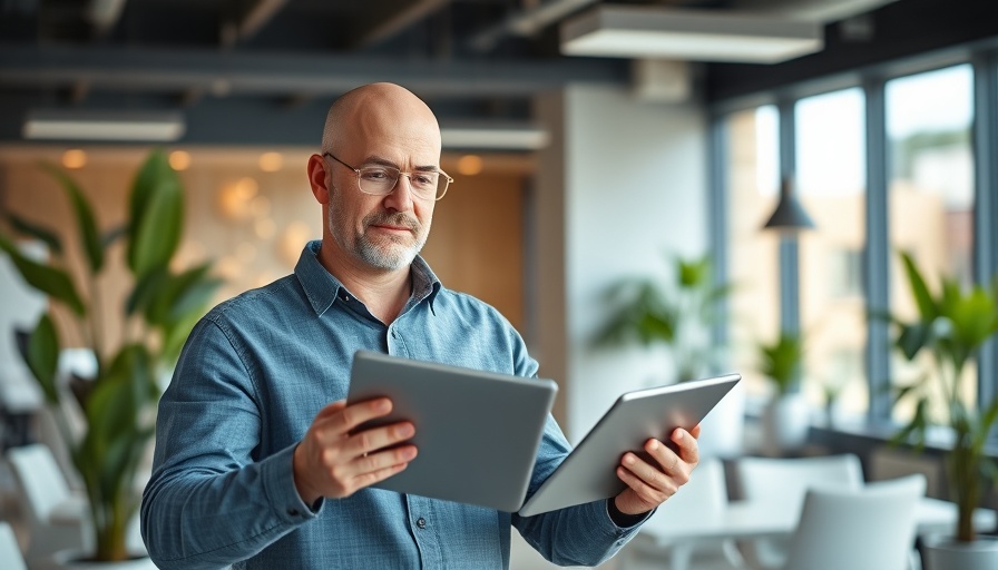 Man discusses organic social media trends, modern office setting.