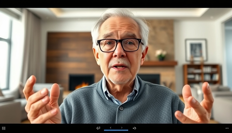 Elderly man discussing psoriatic arthritis on a video call.