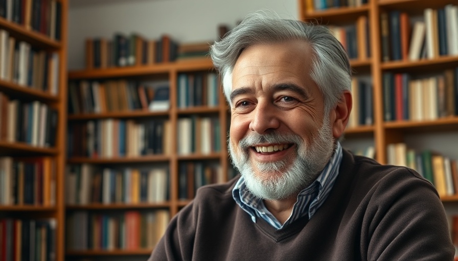 Man discussing in home library, related to Bimekizumab dosage.