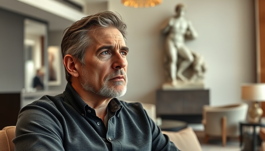 Thoughtful man in modern room with MedSpa Marketing strategy.