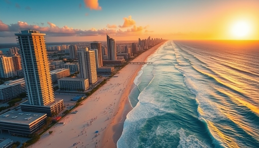 Vibrant aerial view of South Beach during SBS 2025.