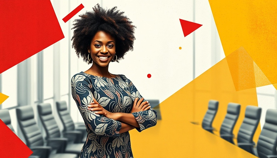 Confident woman in graphic boardroom reflects leadership styles in MedSpas.