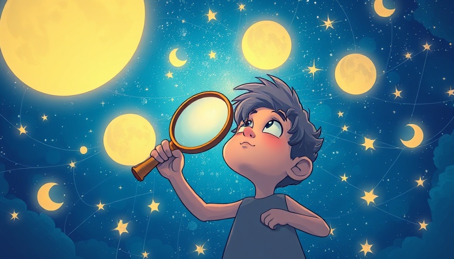Dreamy person with magnifying glass amidst stars, representing SEO strategies for MedSpas in 2025.