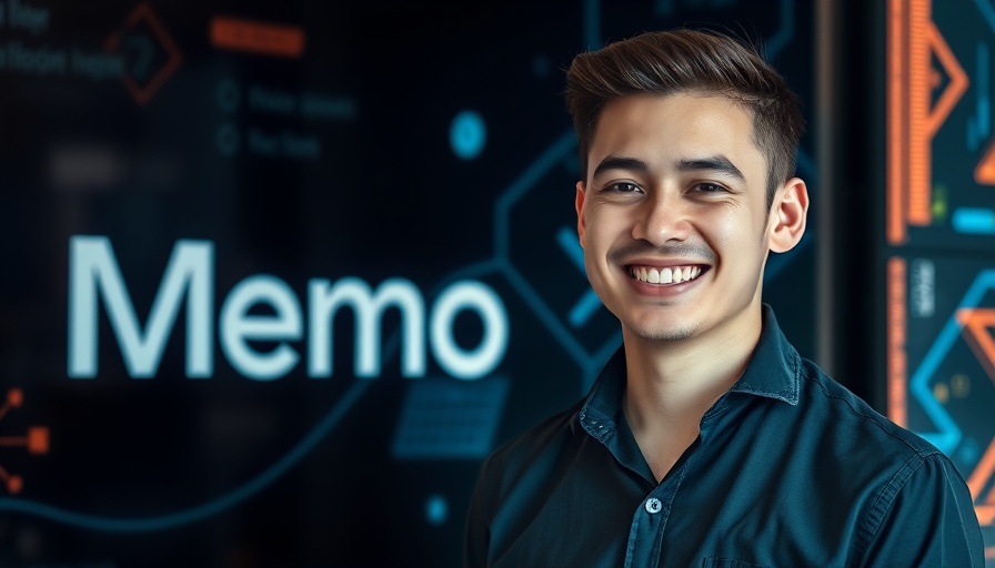 Young man and Growth Memo text in tech-themed photo for AI chatbots and SEO.