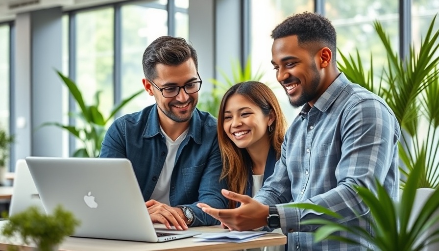 Team using social media competitor analysis tools in a modern office.