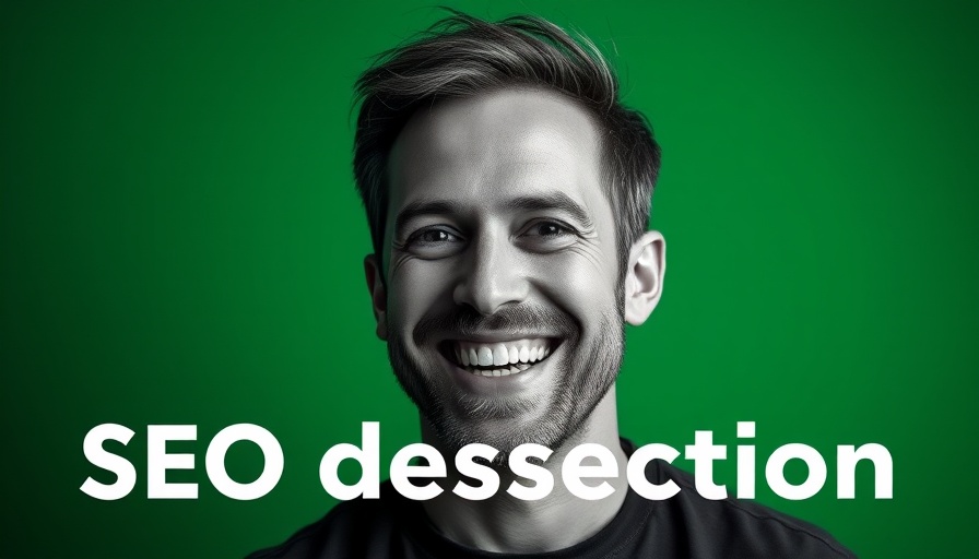 Engaging SEO discussion image with smiling man and text overlay.