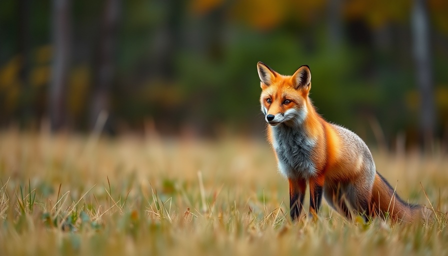 Vibrant red fox in an autumn field, highlighting emerging tapeworm risk.