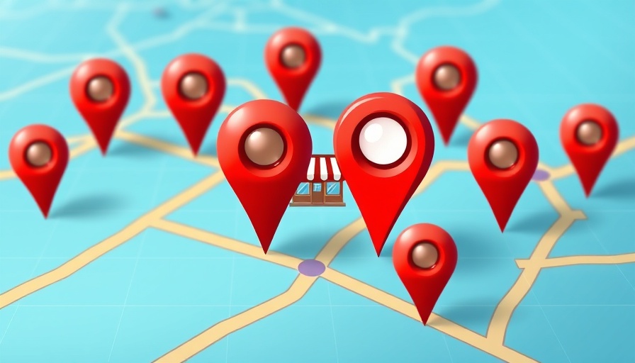Google Business Profile map with coffee shop icon and pins.