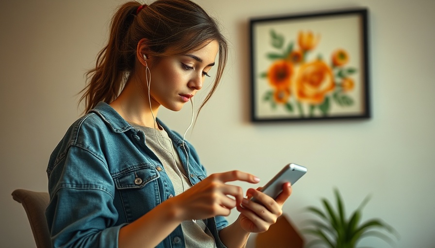 Young woman using a smartphone, perfect for Instagram captions for MedSpas.
