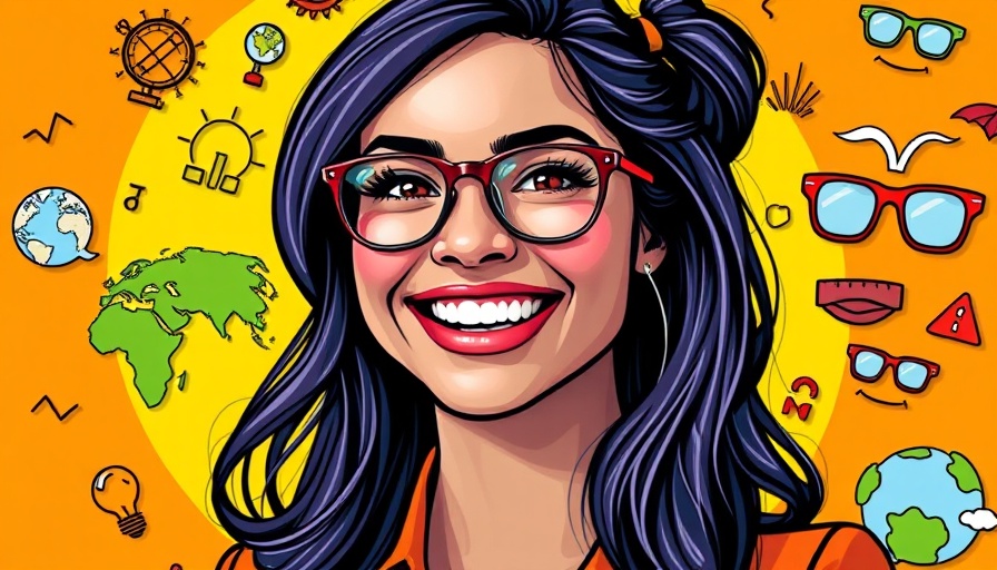 Colorful design of woman with global icons for inclusive marketing strategies