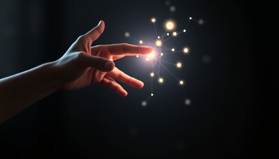 Digital hand connecting with human hand, symbolizing Veterinary Leadership in the AI Age.