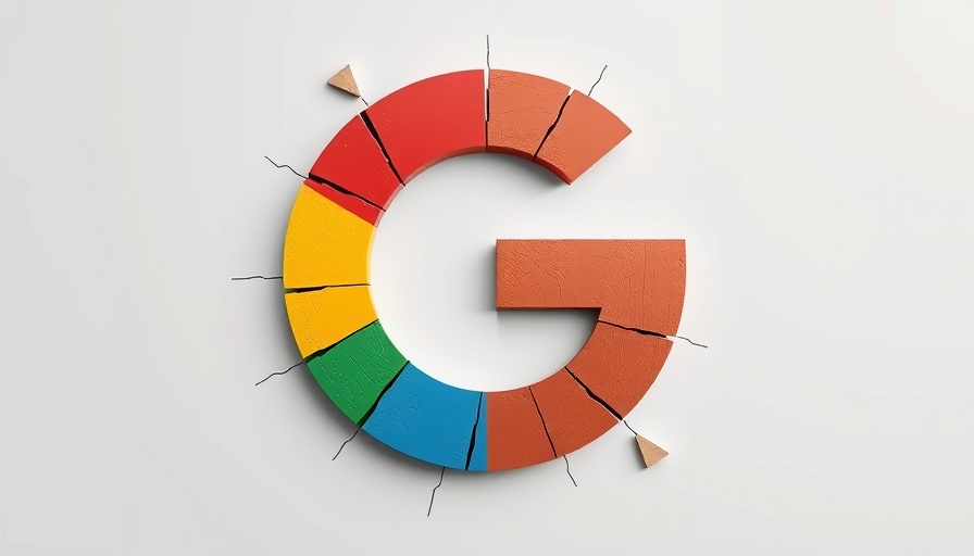 Cracked Google G logo symbolizes monopoly antitrust issues.