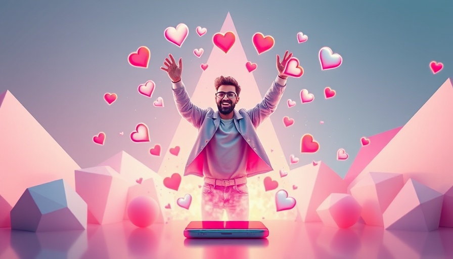 Futuristic influencer marketing concept with abstract social media elements.