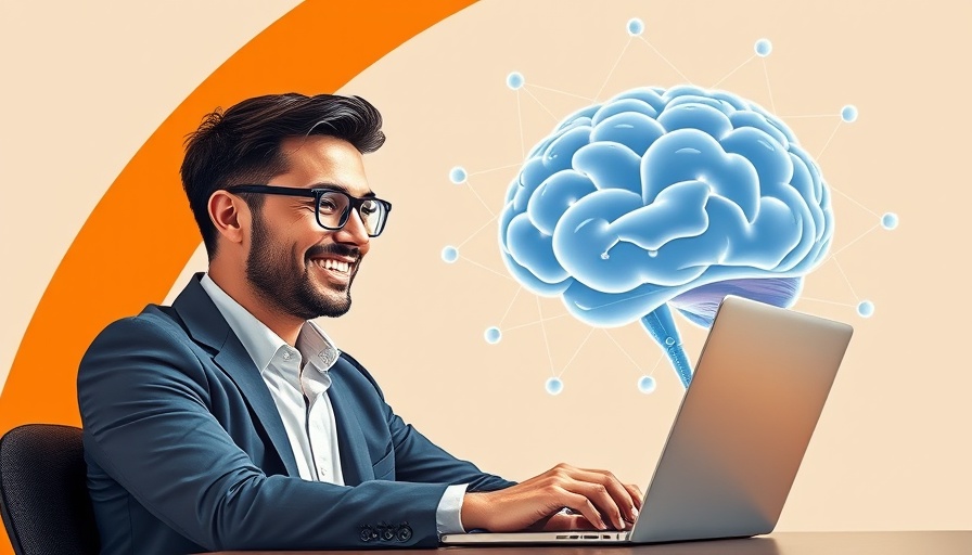 AI in Business: Digital interaction with tech and professional man.