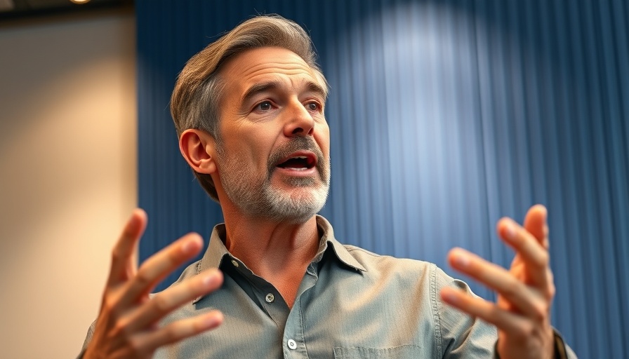 Confident man speaking in a modern studio, medspa marketing concept.