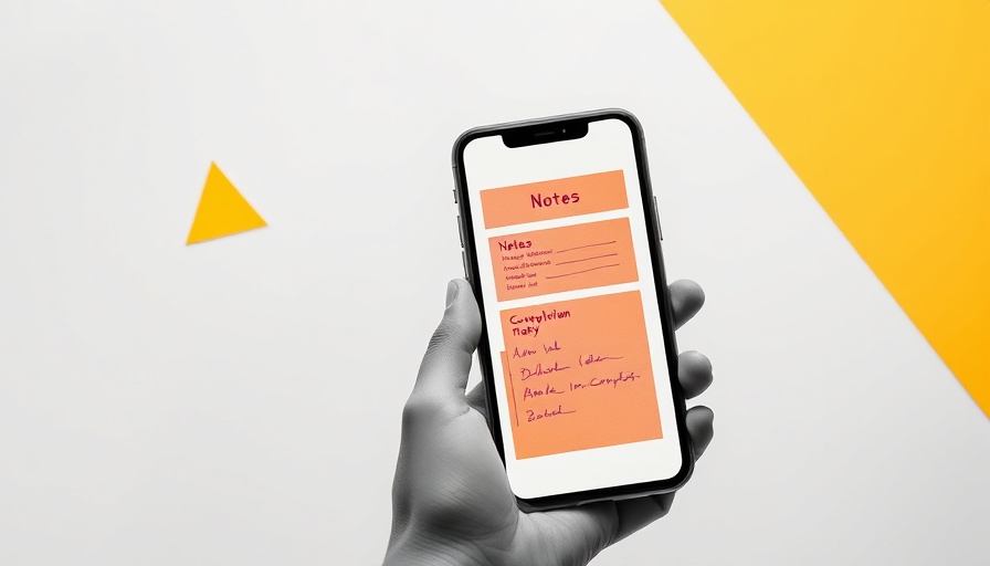 Monochrome hand with smartphone displaying notes, minimalist style